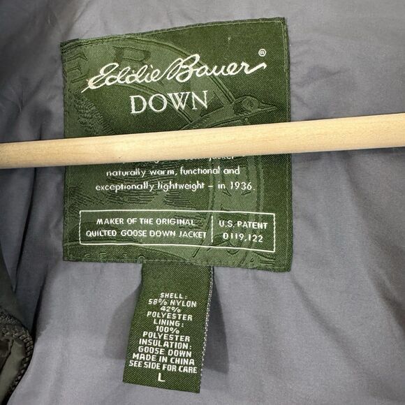 Eddie Bauer Large Down Puffer Vest Jacket Goose Down Green Sleeveless Mens - Picture 3 of 16